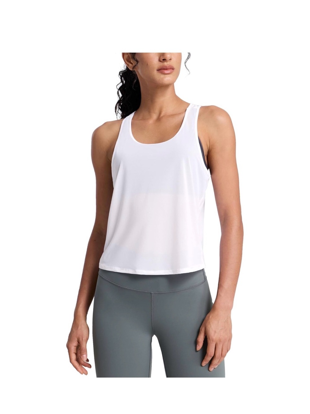 White Women's Racerback Tank Top - Lightweight Activewear